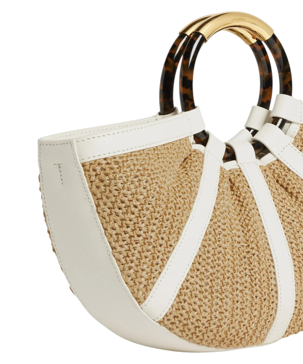 Sac Coccinelle Shell Medium en paille et cuir