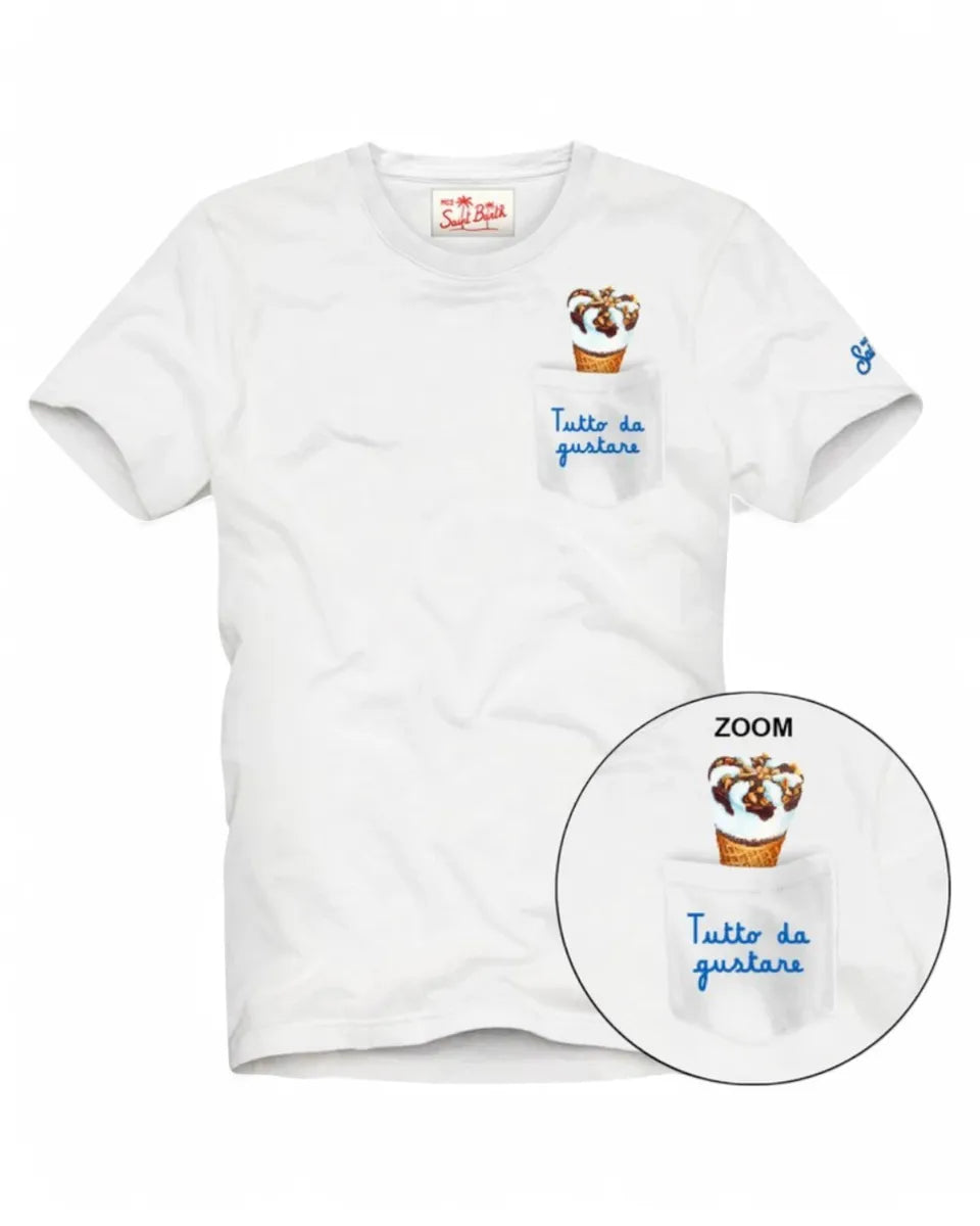 T-shirt Cornetto in cotone con ricamo | Algida® Edizione Speciale-Mc2 Saint Barth-T-shirt-Vittorio Citro Boutique