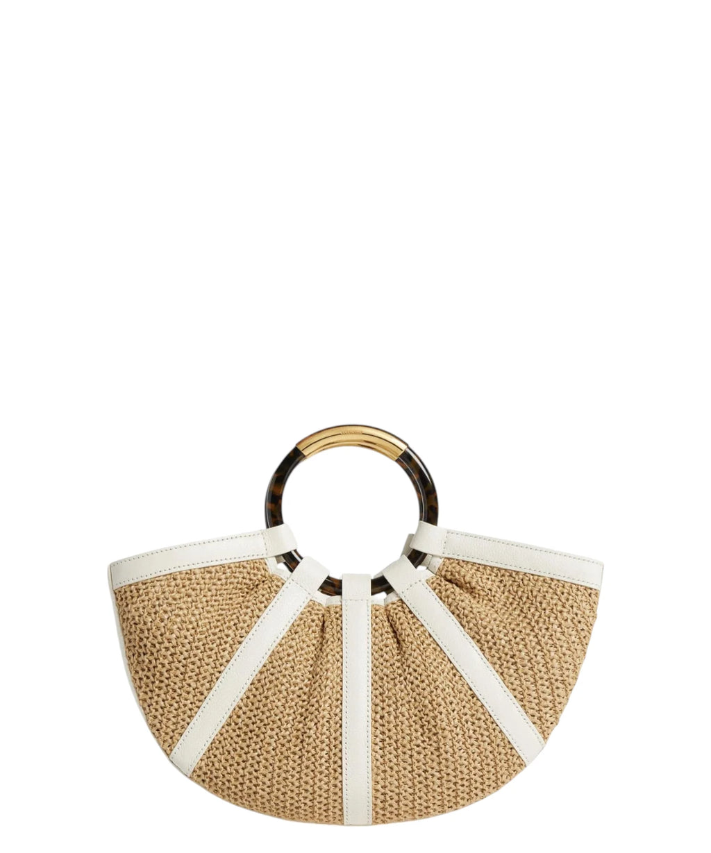 Sac Coccinelle Shell Medium en paille et cuir