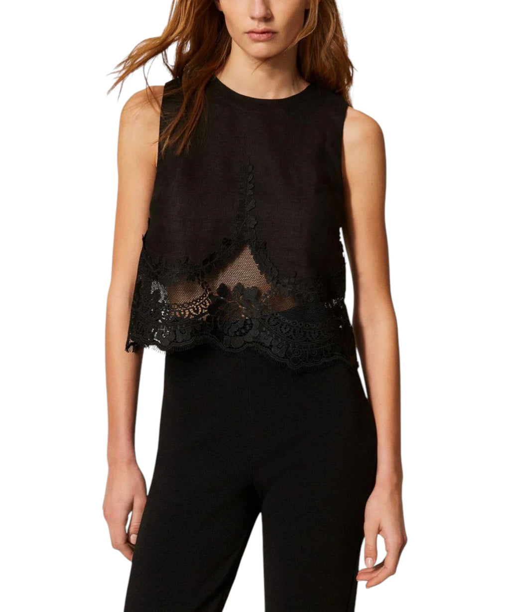 Top femme Twinset en dentelle élégante
