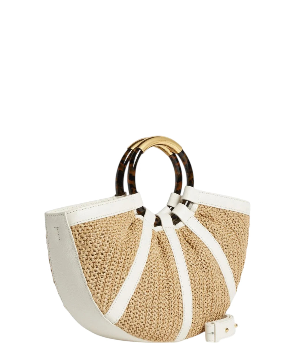 Sac Coccinelle Shell Medium en paille et cuir