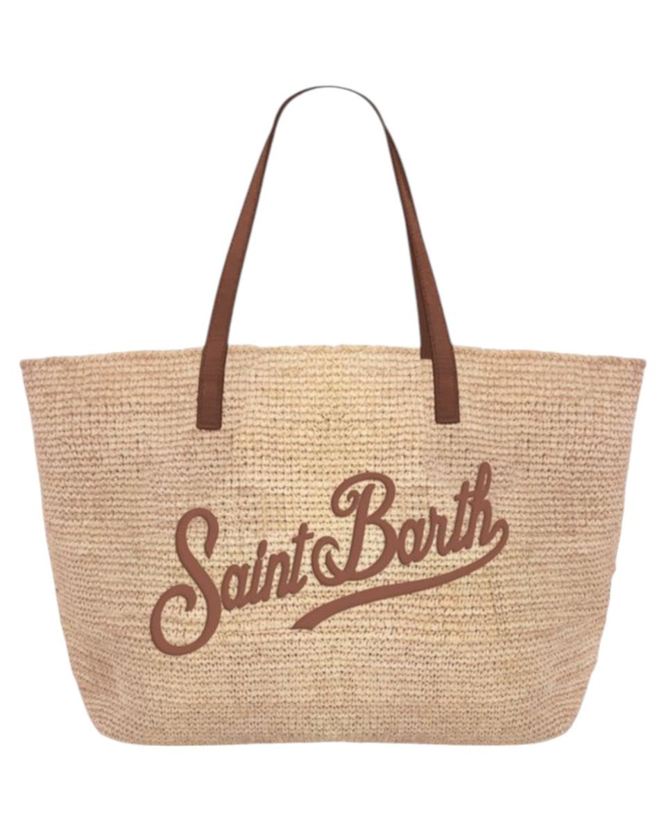City Bag in Rafia Beige con Logo Ricamato-Mc2 Saint Barth-Borse a spalla-Vittorio Citro Boutique