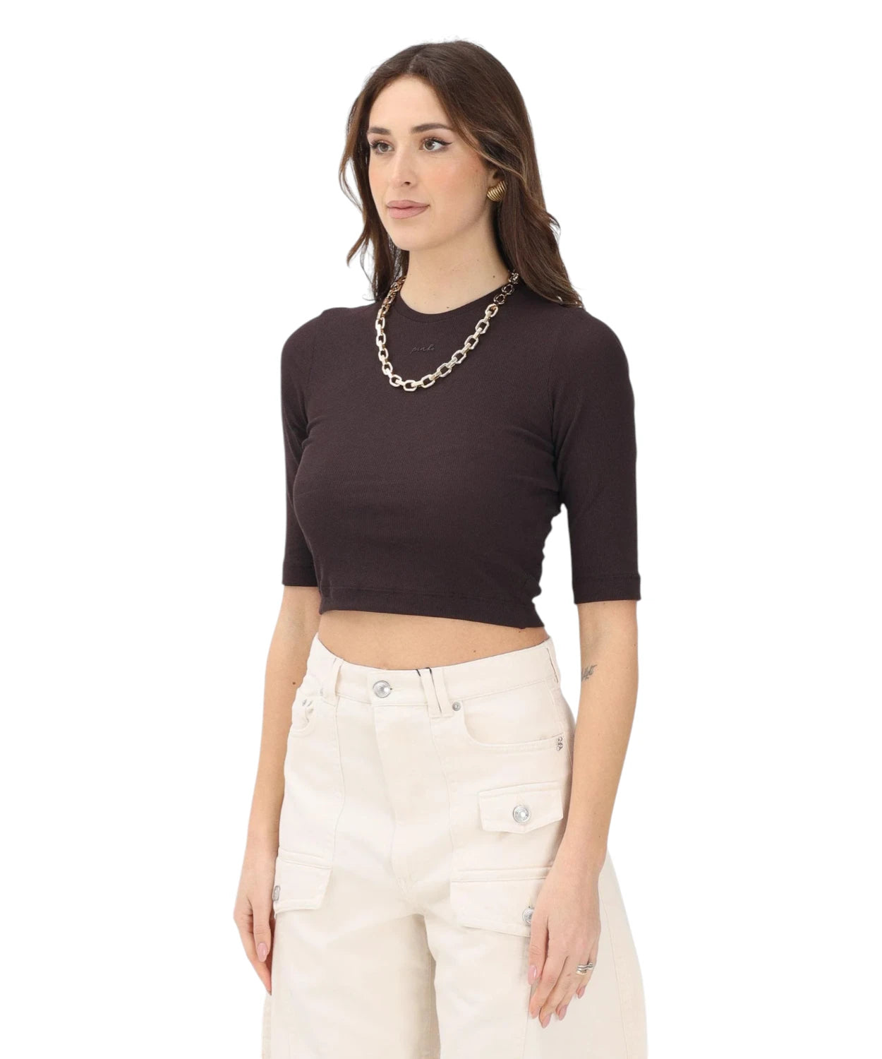 Maglia Cropped Pinko KYMBERLY con Catena Dorata