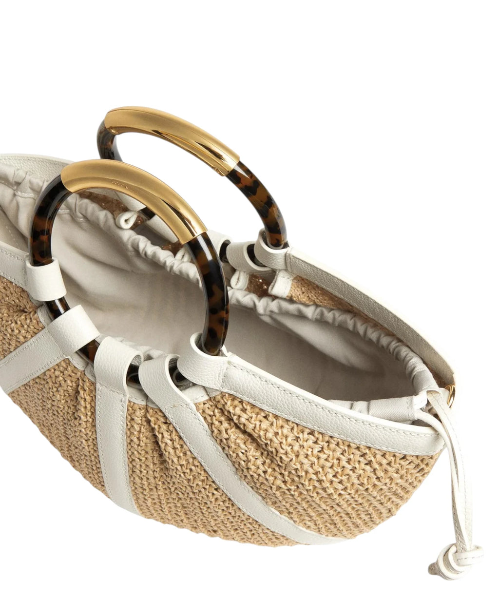 Sac Coccinelle Shell Medium en paille et cuir