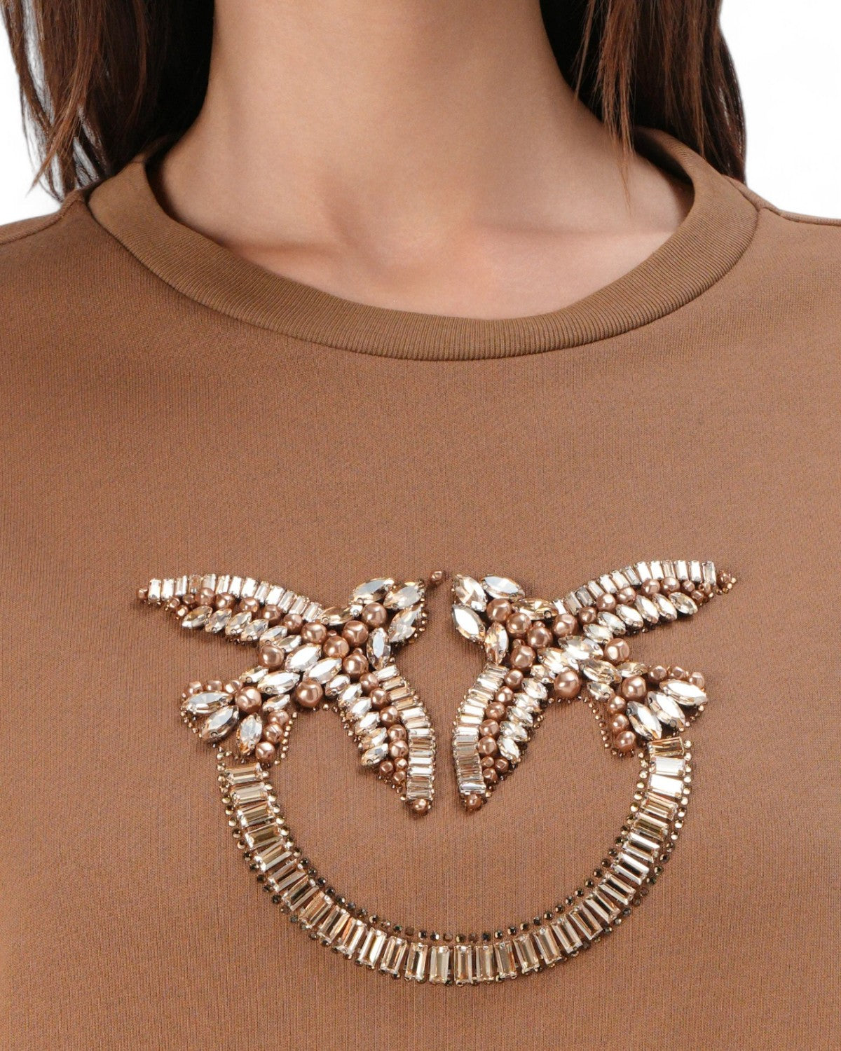 Felpa Girocollo con Ricamo Gioiello Love Birds-Pinko-Maglieria-Vittorio Citro Boutique