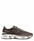 Sneakers Premiata Moerun 6446 - Innovazione e Stile in pelle e tessuto grigio con suola bianca decorata, vista laterale interna.