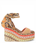 Sandali Kurt Geiger Chelsea Scarf Wedge in Suede e Rafia