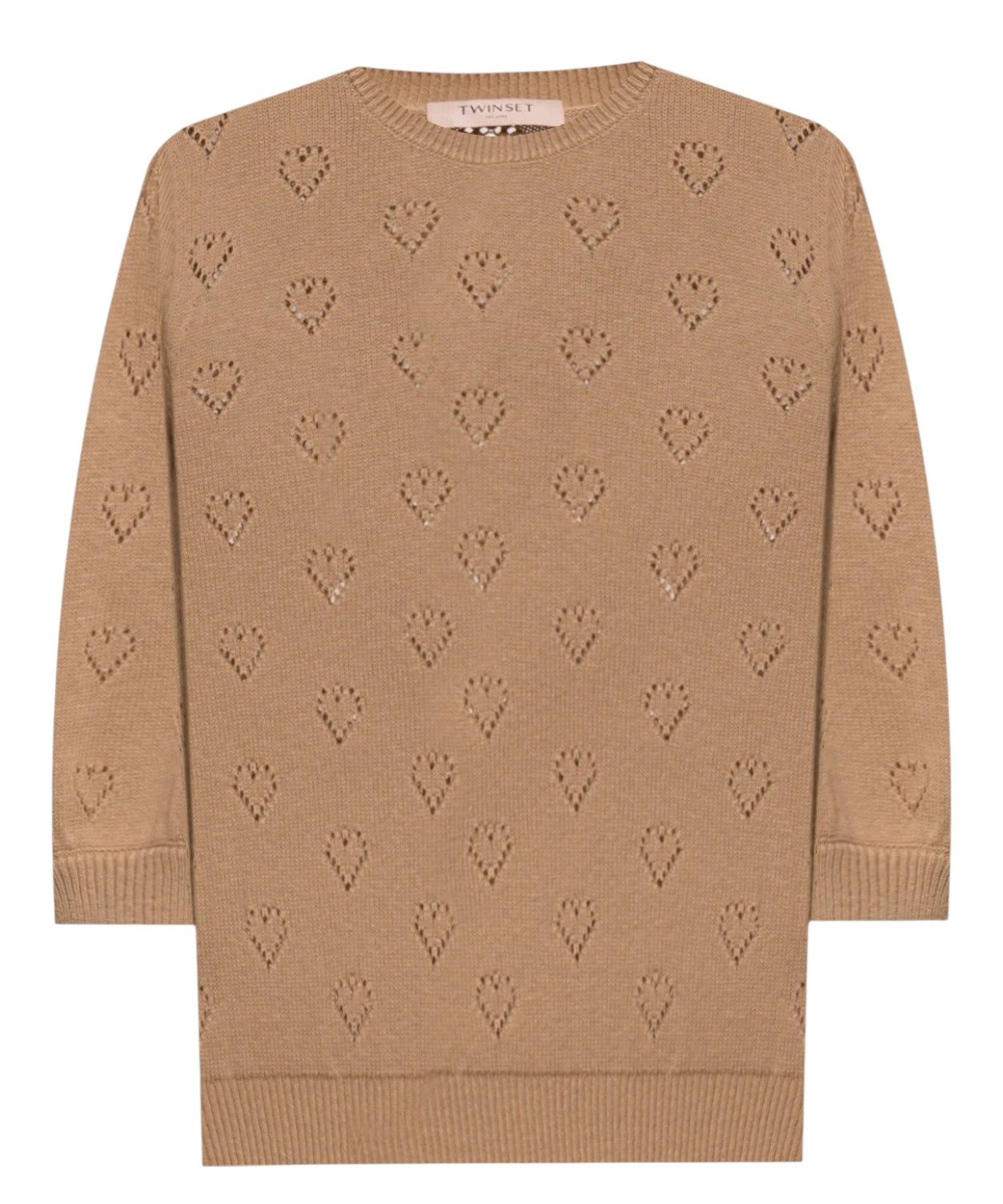 Top Twinset Cotone e Cashmere con Cuori Traforati