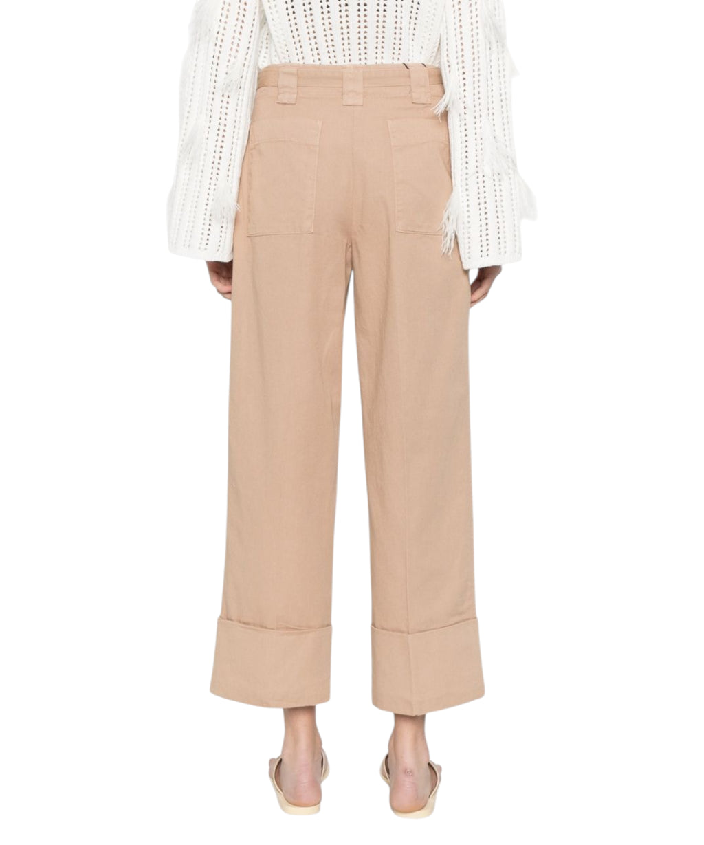 Pantalon Twinset en ramie avec ceinture logo