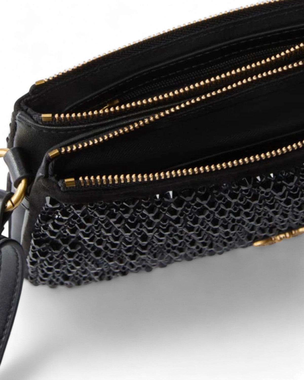 Borsa Pinko Double Mini in pelle con strass e tracolla lunga-Pinko-Borse a spalla-Vittorio Citro Boutique