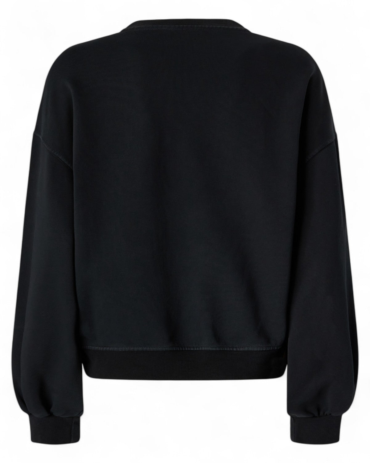 Retro della felpa Pinko in cotone nero, design minimal con maniche lunghe e taglio morbido. Maglieria donna FW26 per outfit versatili.