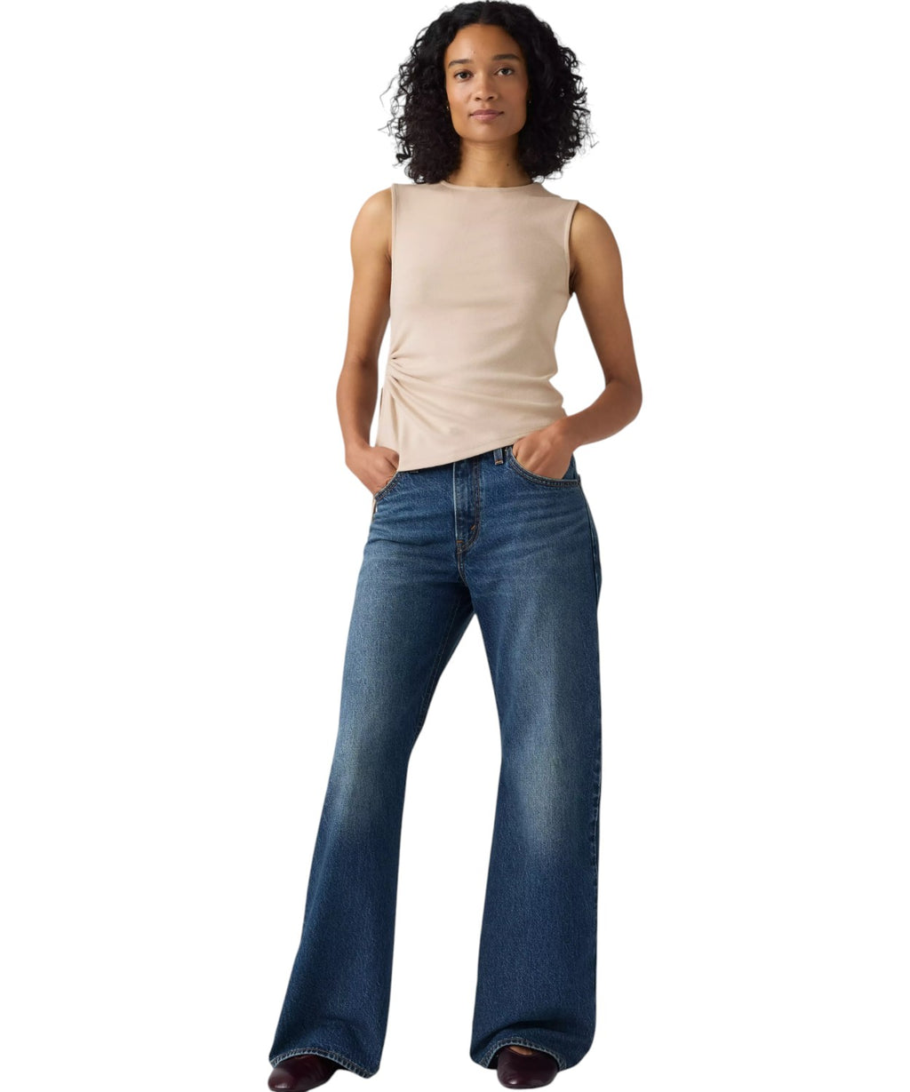 Jeans Bootcut Donna a Vita Media in Denim Non Elasticizzato