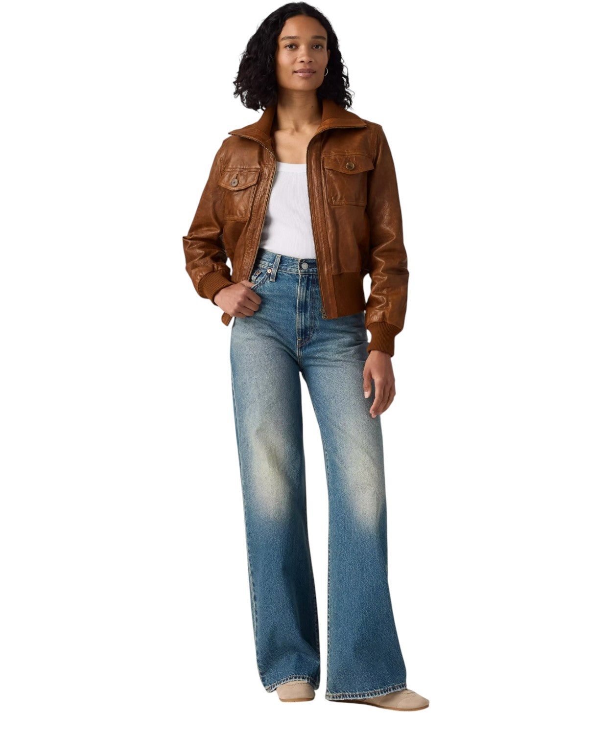 Jeans Ribcage a Vita Altissima e Gamba Ampia