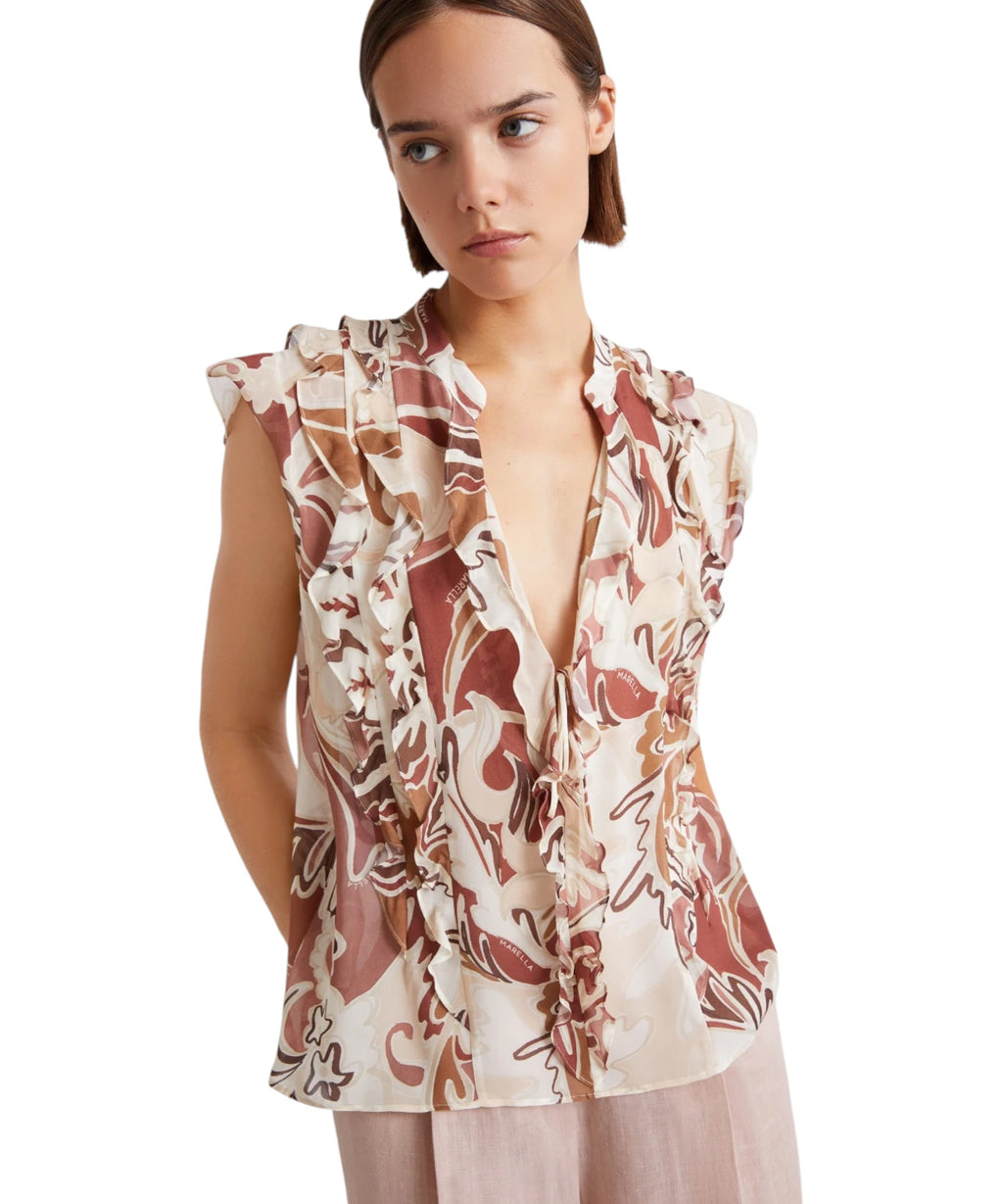 Top Marella UGOLA en georgette avec volants