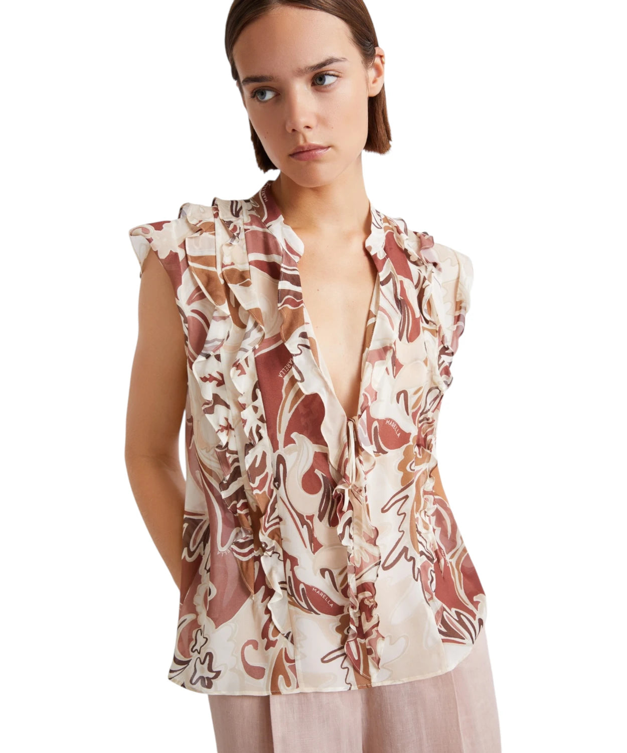 Top Marella UGOLA in Georgette con Rouche