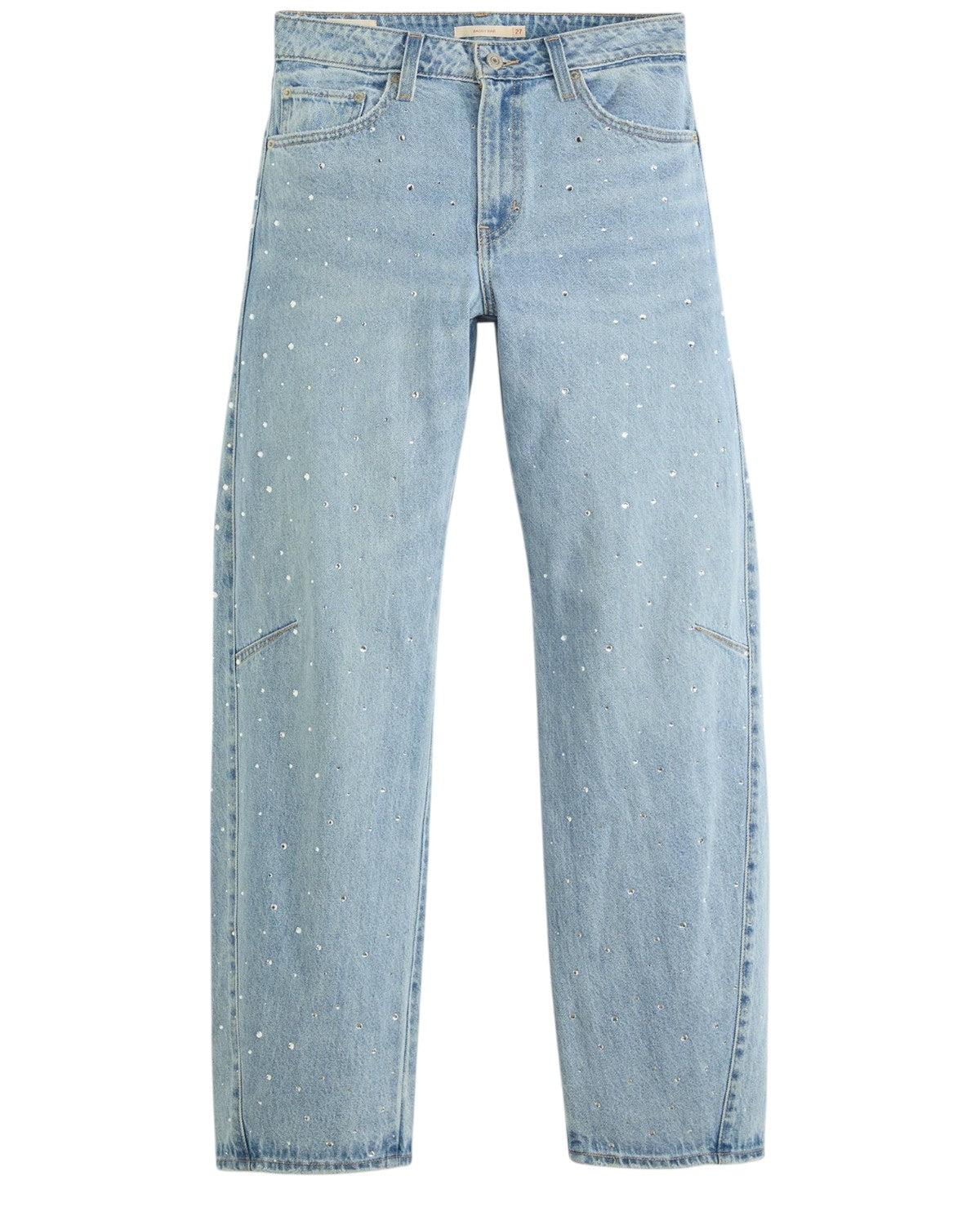 Jeans Baggy Barrel Levi's a Vita Media in denim chiaro con dettagli brillanti, taglio loose e silhouette ampia per look casual e moderno.