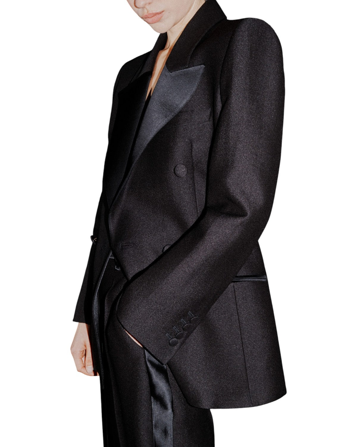 Blazer aderente in sablé con dettagli in raso-Marella-Giacche-Vittorio Citro Boutique