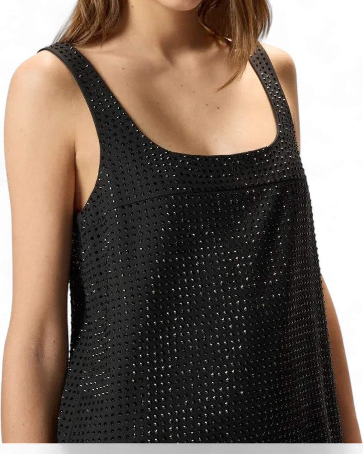 Abito corto AROA con strass e scollo quadrato-Pinko-Abiti-Vittorio Citro Boutique