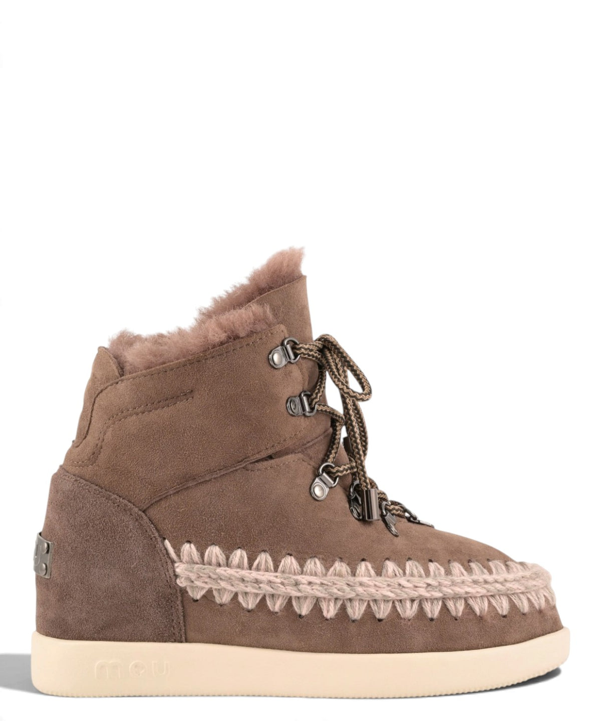 Mou New Inner Wedge Hiking Lace-Up en peau lainée