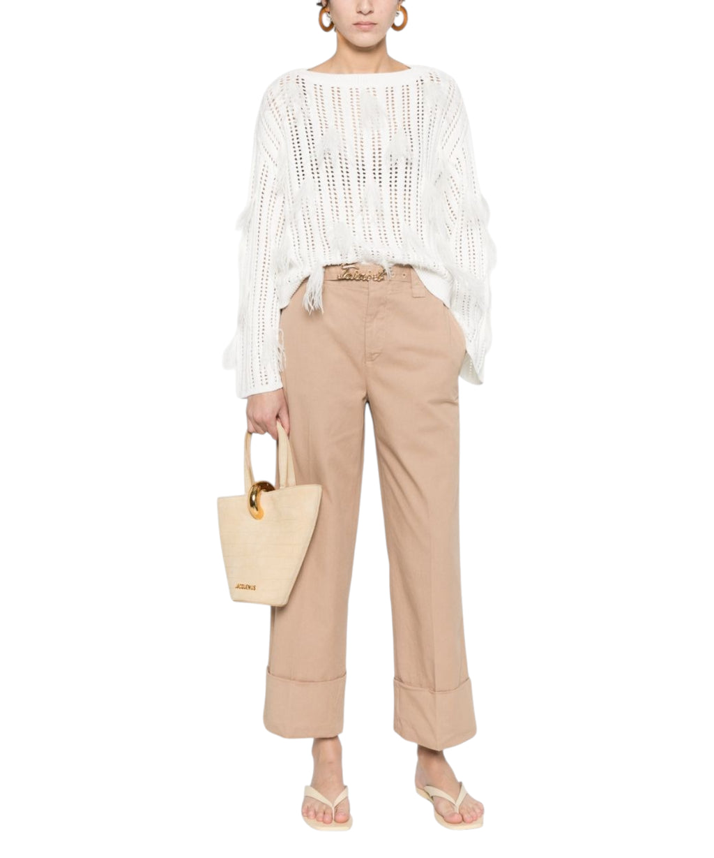 Pantalon Twinset en ramie avec ceinture logo