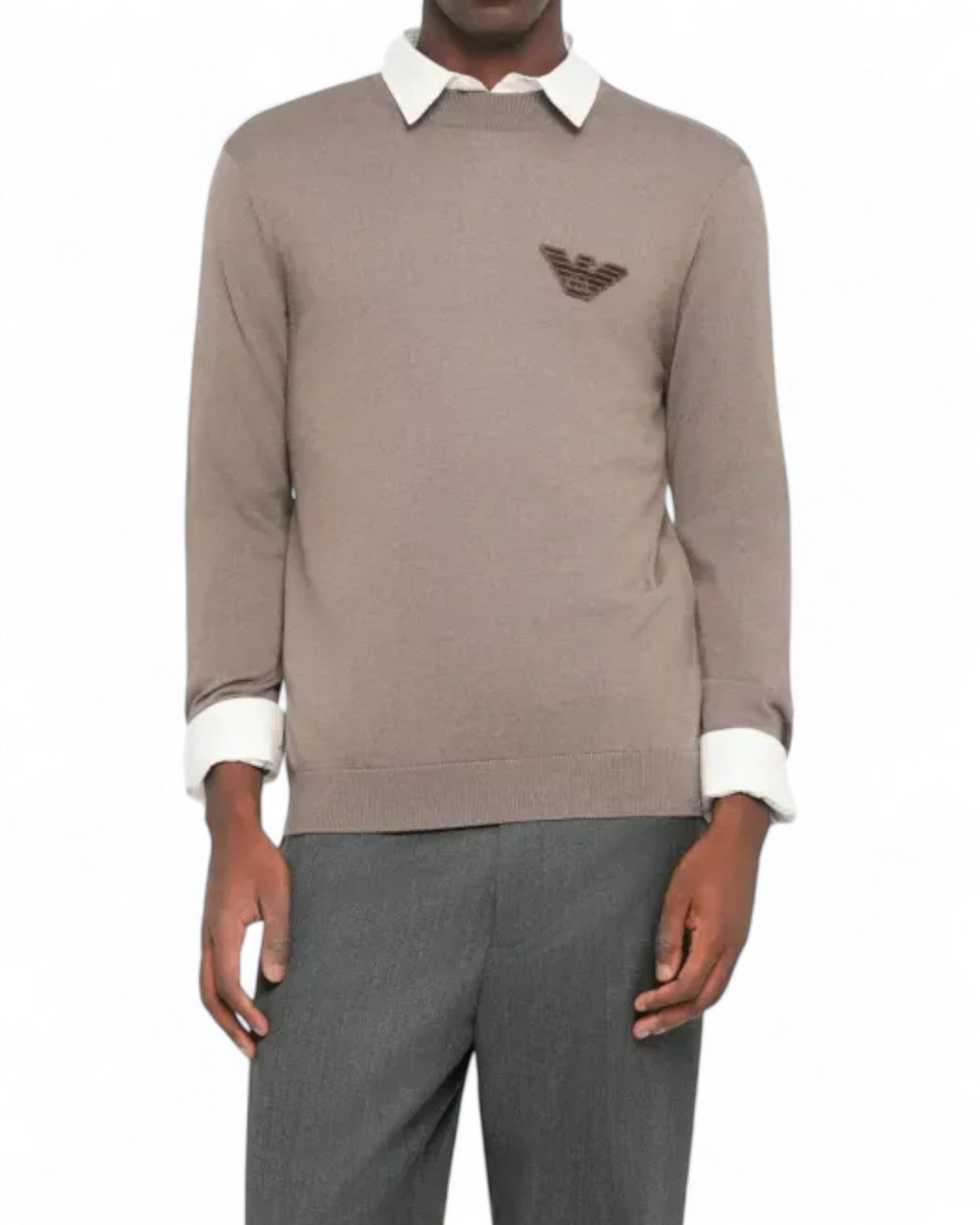 Maglione in Lana Vergine con Girocollo-Emporio Armani-Maglieria-Vittorio Citro Boutique