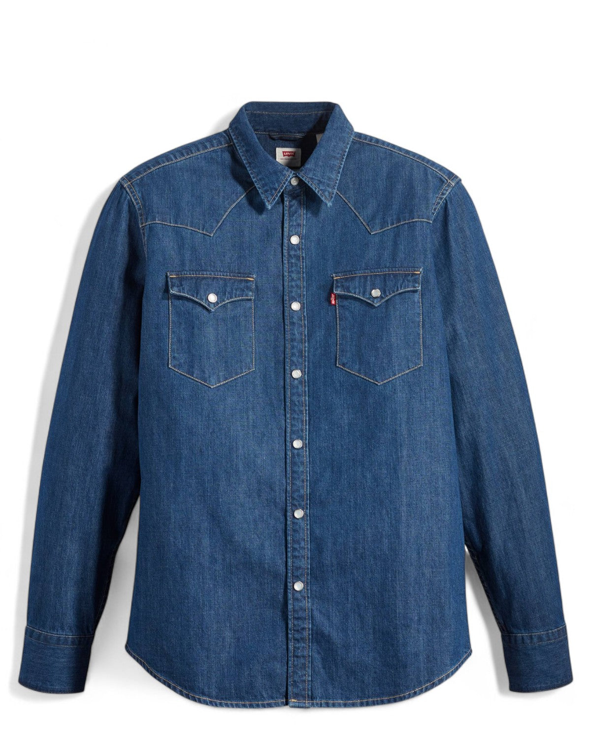 Camicia Denim Western Barstow Levi's Originale con bottoni a pressione e tasche frontali, stile western autentico per uomo.