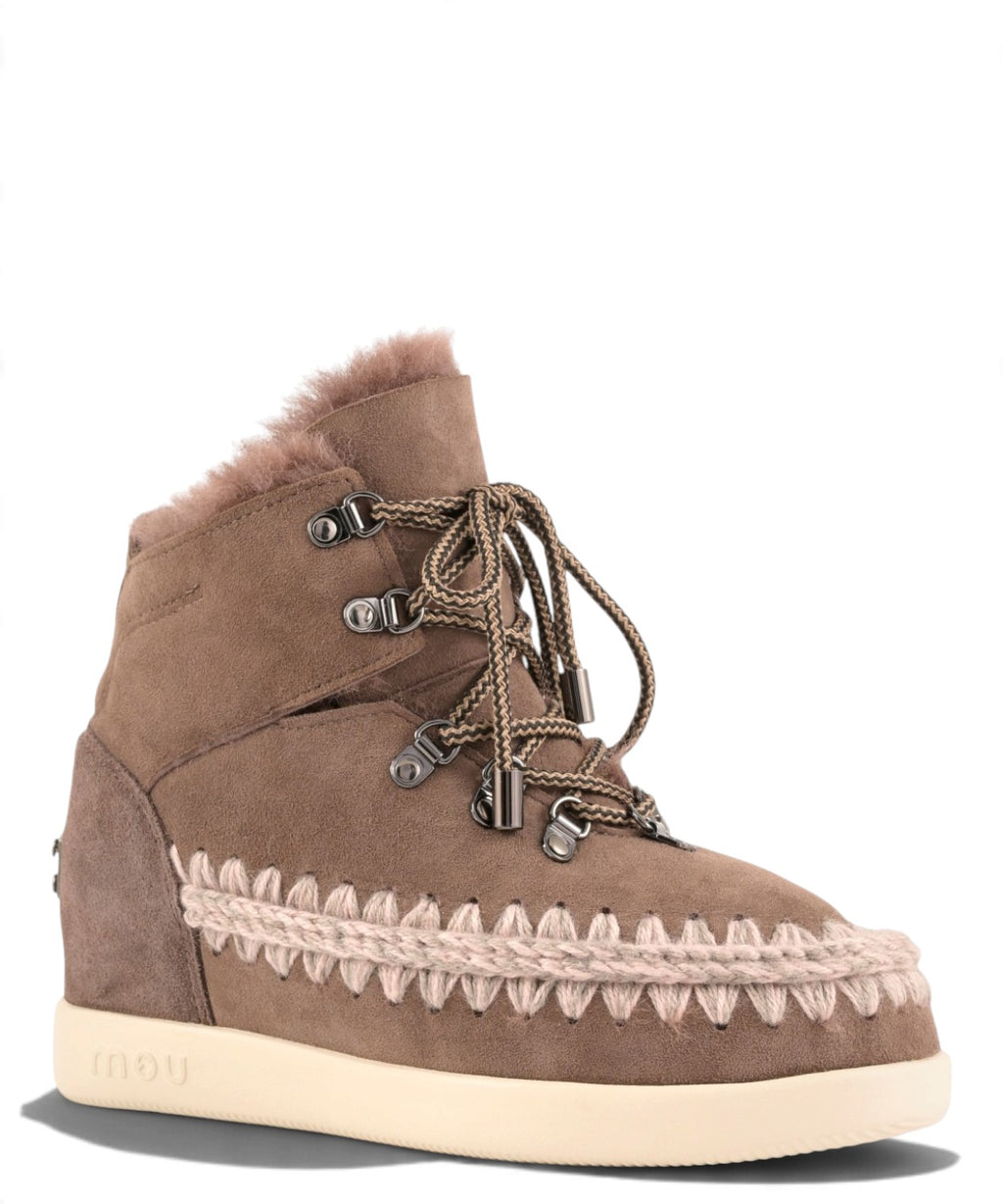 Mou New Inner Wedge Hiking Lace-Up en peau lainée