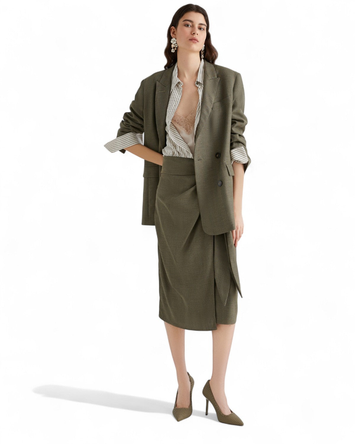 Blazer doppiopetto in saglia fluida con tasche applicate-Marella-Giacche-Vittorio Citro Boutique