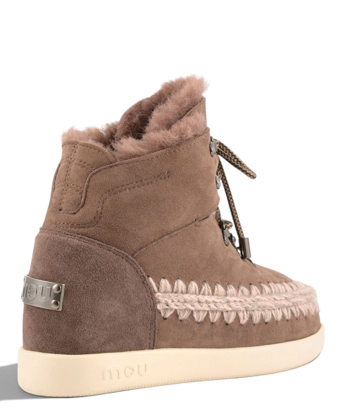 Mou New Inner Wedge Hiking Lace-Up en peau lainée