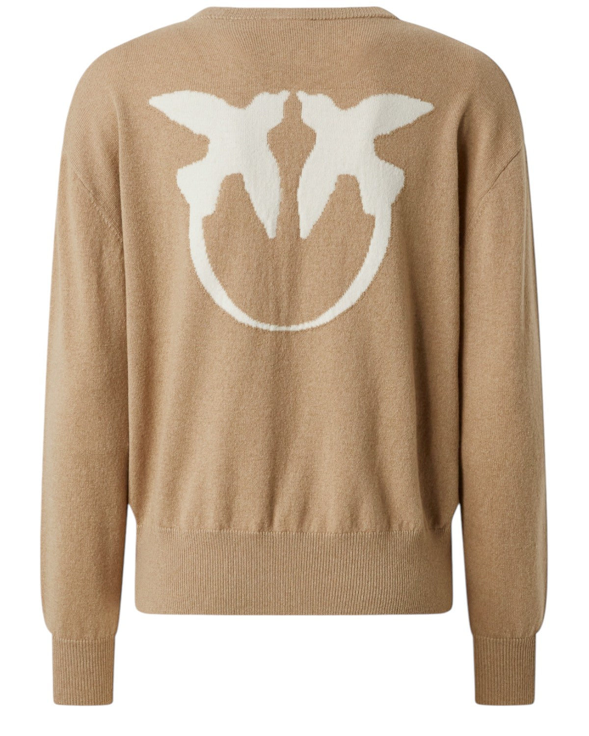 Retro del Maglione Martinica Love Birds in misto lana e cashmere con maxi logo Pinko a contrasto, stile iconico e raffinato per la stagione fredda.