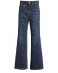 Jeans Ribcage Bell a Vita Alta Levi’s in denim blu scuro, modello a zampa con vita alta e taglio vintage, perfetti per look invernali da donna.