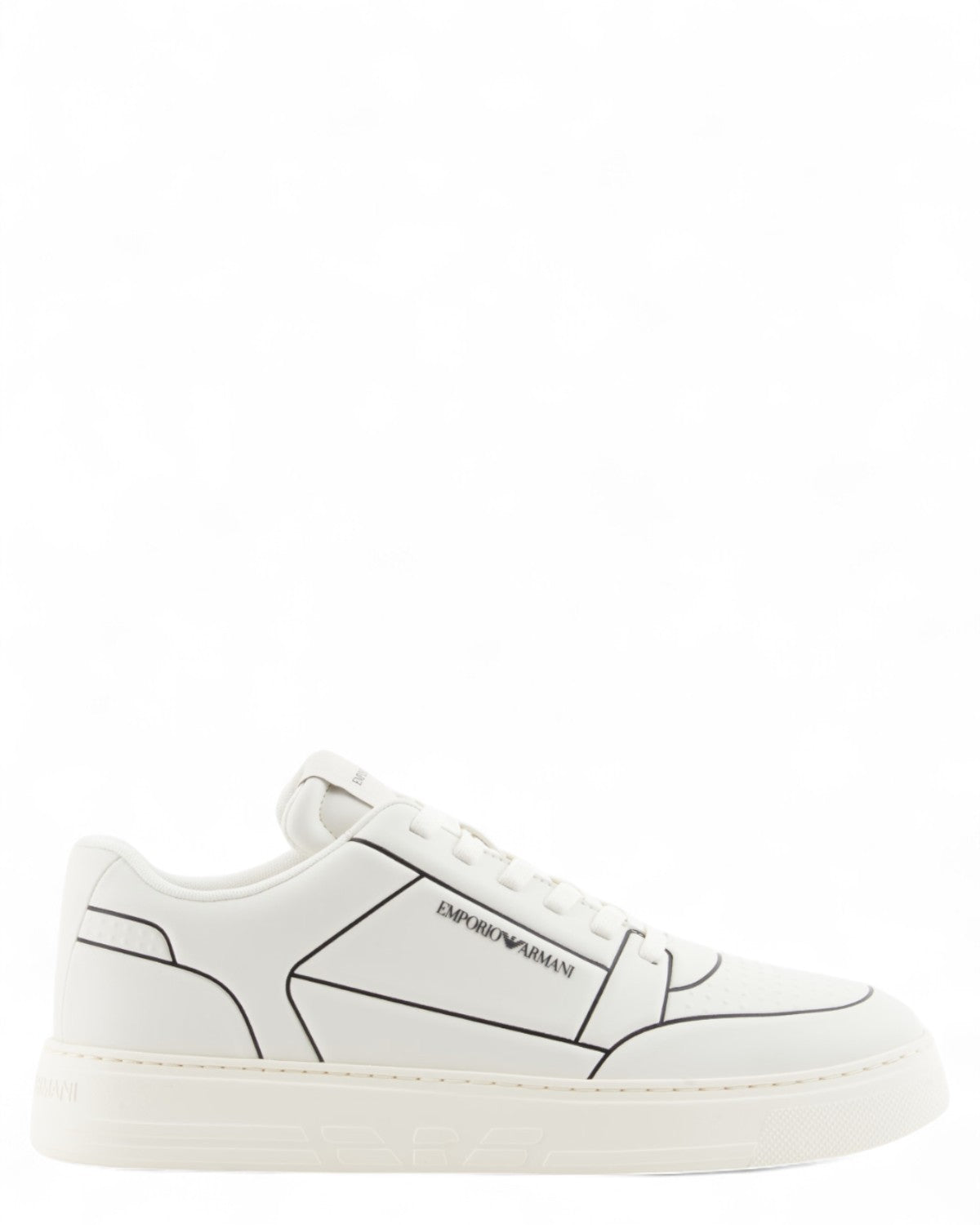 Sneaker in Pelle con Logo e Stampa Reticolata-Emporio Armani-Sneakers-Vittorio Citro Boutique