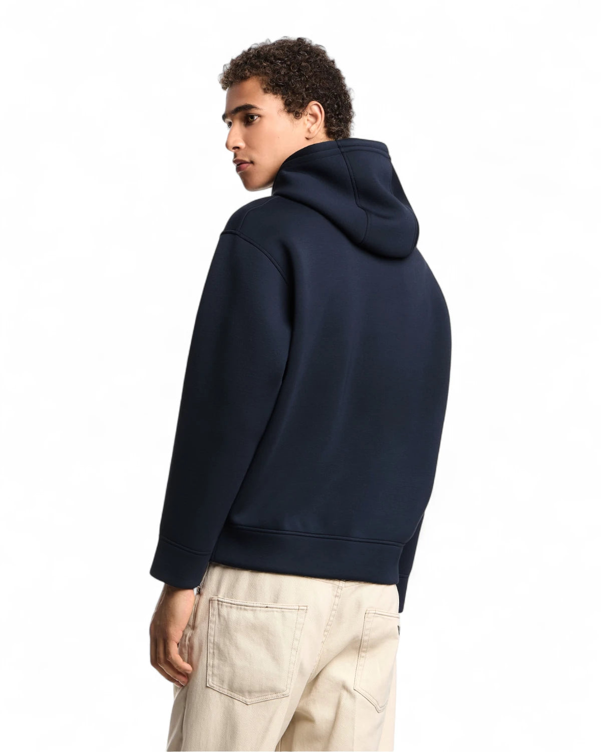 Felpa con Cappuccio e Maxi Ricamo Aquila Blu Navy in Double Jersey-Emporio Armani-Felpe-Vittorio Citro Boutique