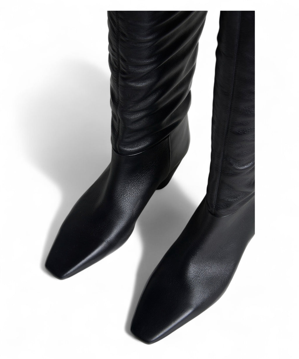 Stivali Donna Pelle Effetto Aggrinzato Tacco 5cm-JVAM-Stivali-Vittorio Citro Boutique