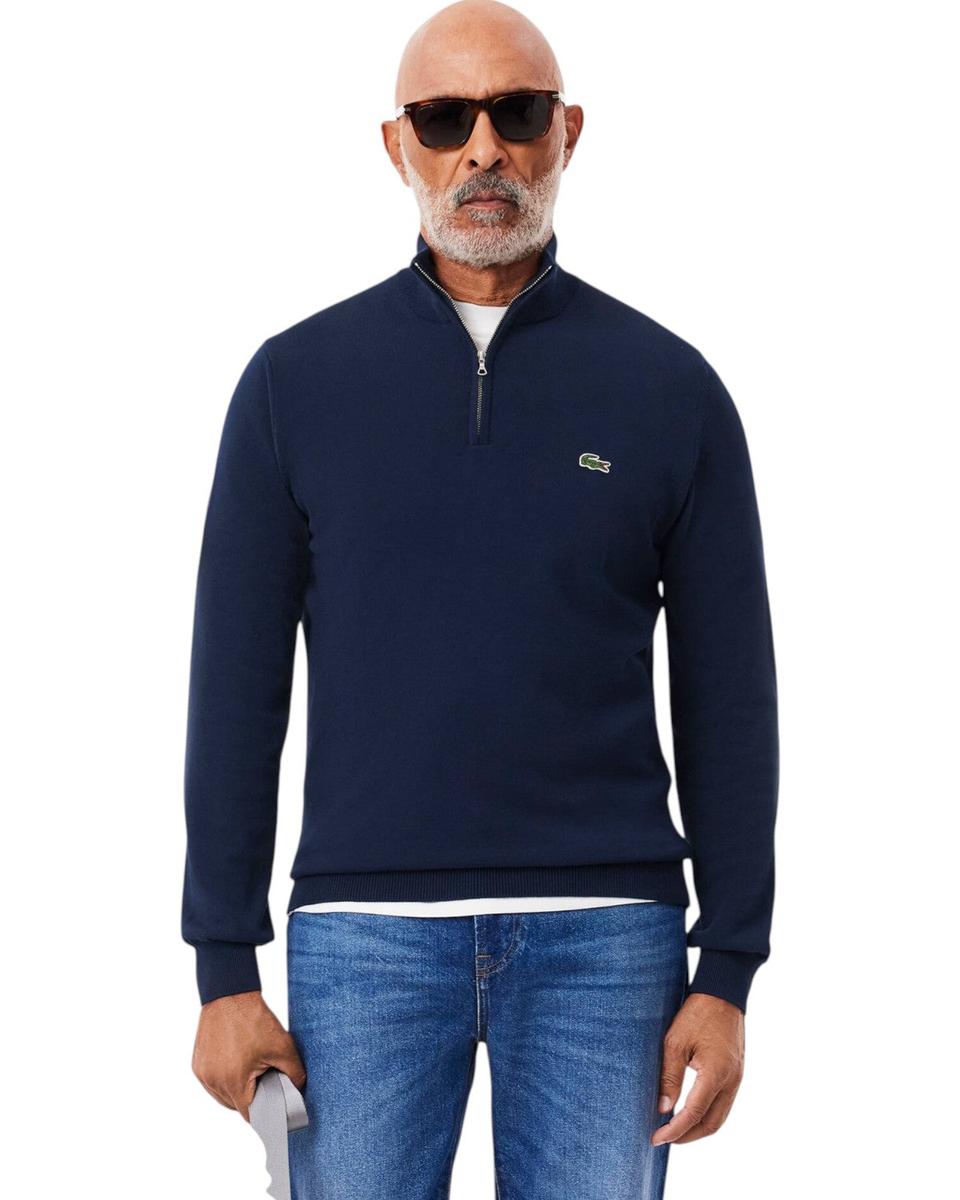 Pullover in Cotone con Collo Alto e Zip-LACOSTE-Maglieria-Vittorio Citro Boutique