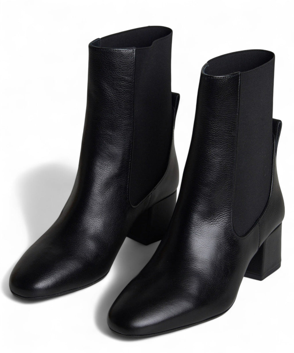 Tronchetto Nero Pelle con Elastico Tacco 5cm-JVAM-Stivali-Vittorio Citro Boutique