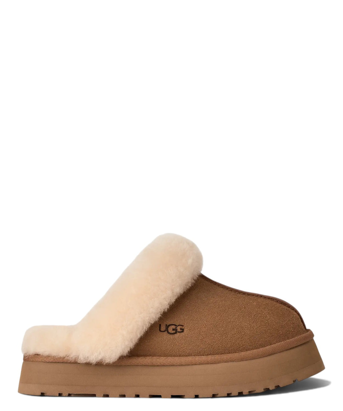 Sandales pour femme UGG® Disquette en daim et peau de mouton avec semelle compensée