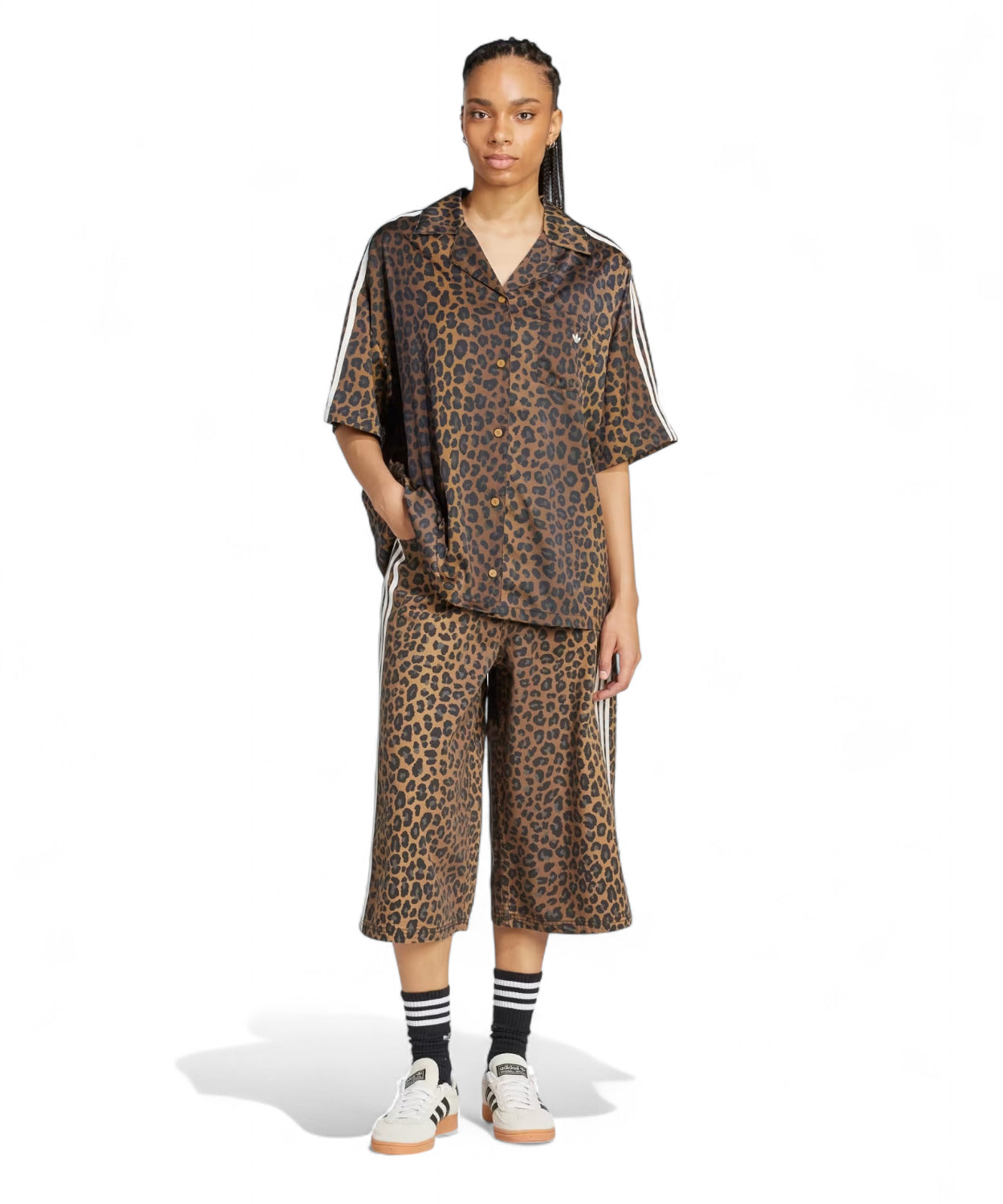 Camicia adidas Originals in Satin Leopardata