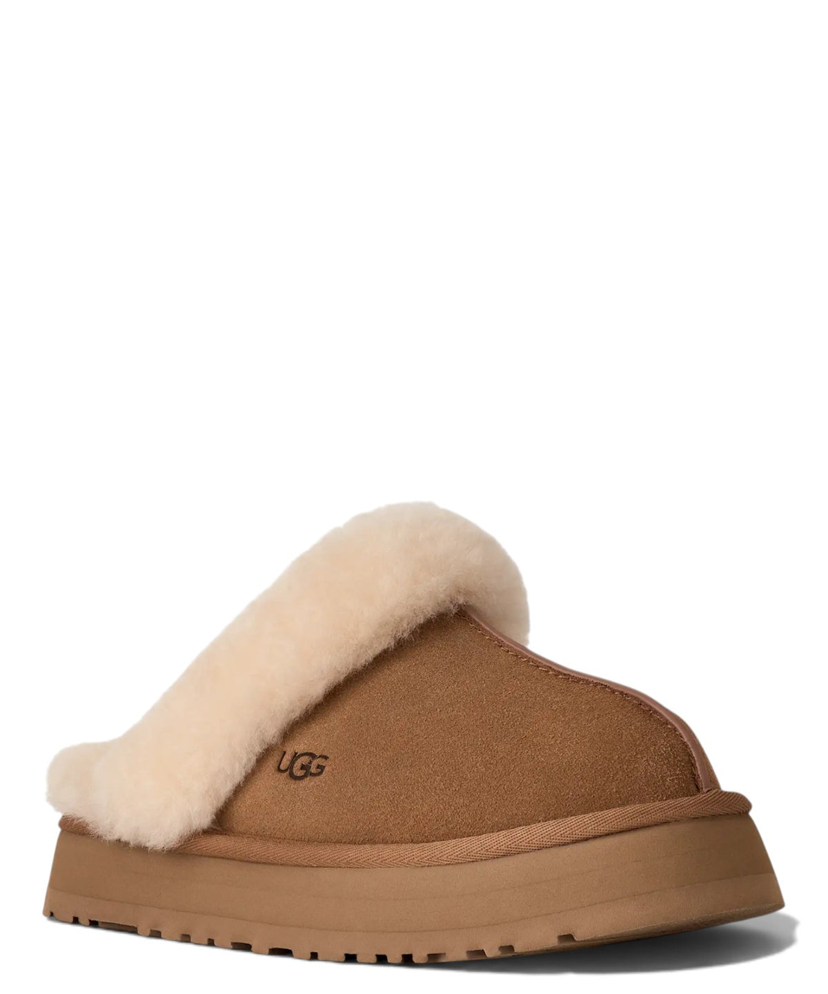 Sandales pour femme UGG® Disquette en daim et peau de mouton avec semelle compensée