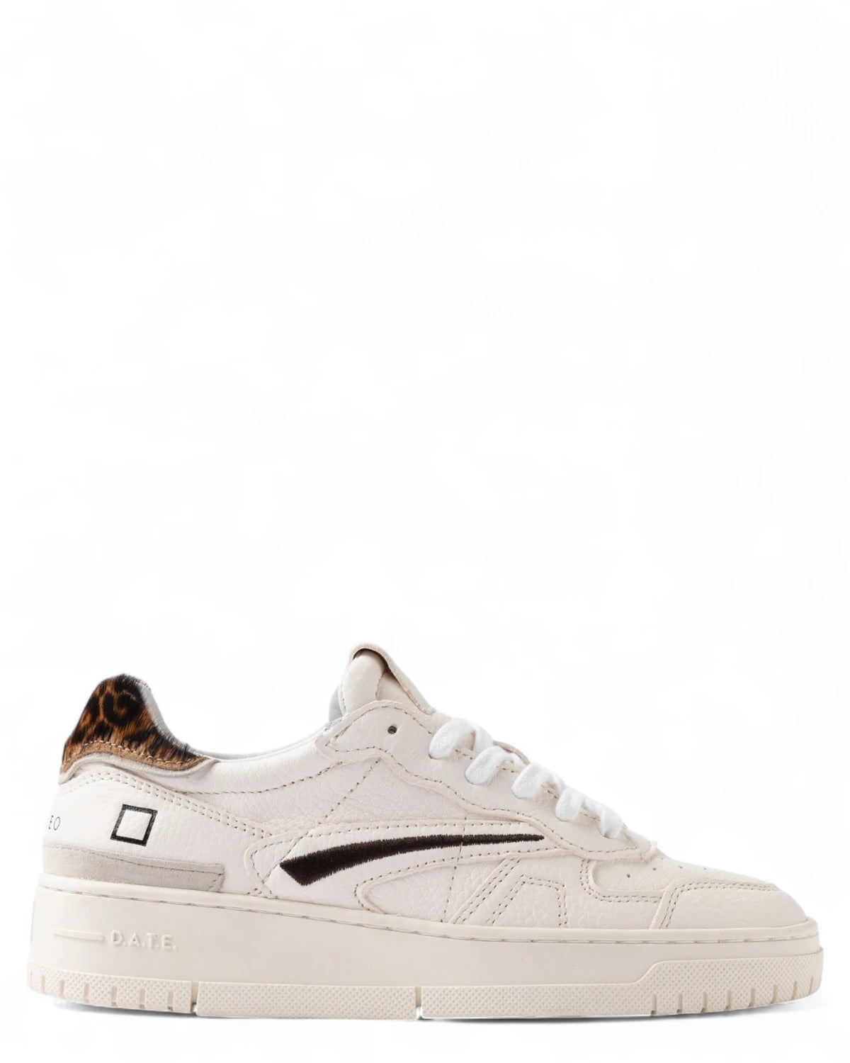Sneakers Torneo Pure Pop White-Leopard in Pelle con Dettaglio Animalier-D.A.T.E.-Sneakers-Vittorio Citro Boutique