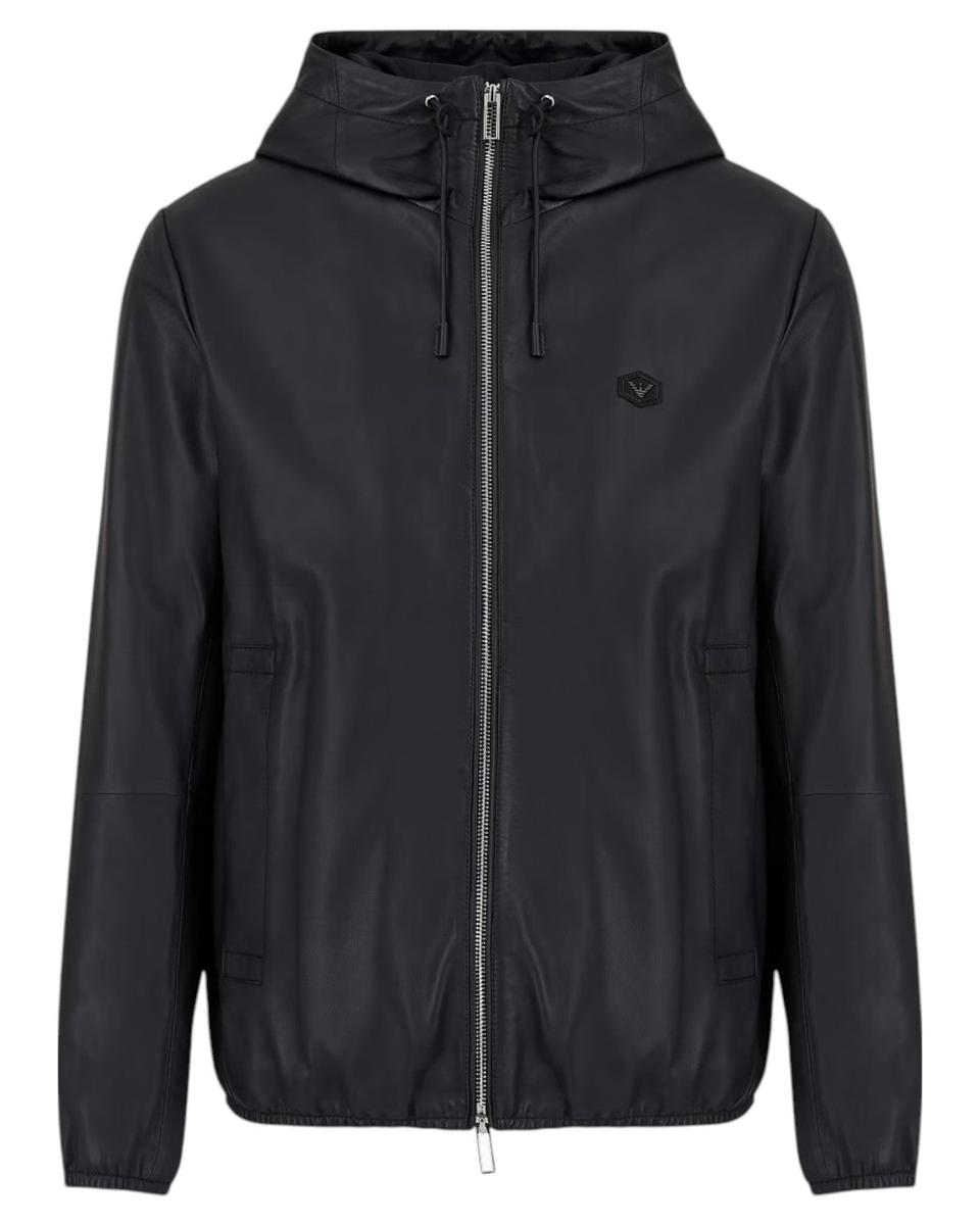 Blouson full zip con cappuccio in nappa di agnello semianilina-Giacche-Emporio Armani-Vittorio Citro Boutique