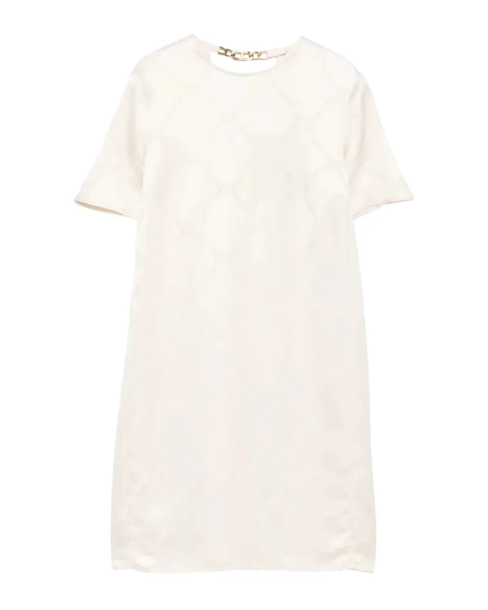 Abito corto beige con placca logo e maniche corte-Twinset-Abiti-Vittorio Citro Boutique