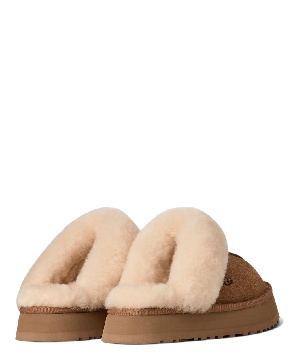 Sandales pour femme UGG® Disquette en daim et peau de mouton avec semelle compensée