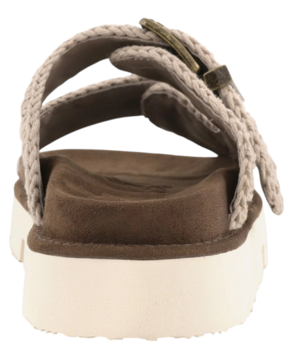 Sandales Bio Deux Boucles Mou en Cuir Velours