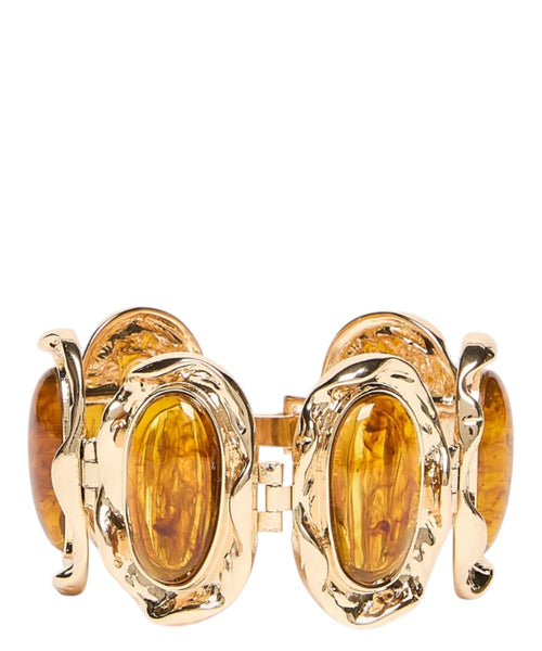 Bracciale Marella Dorato con Cabochon Effetto Occhio di Tigre