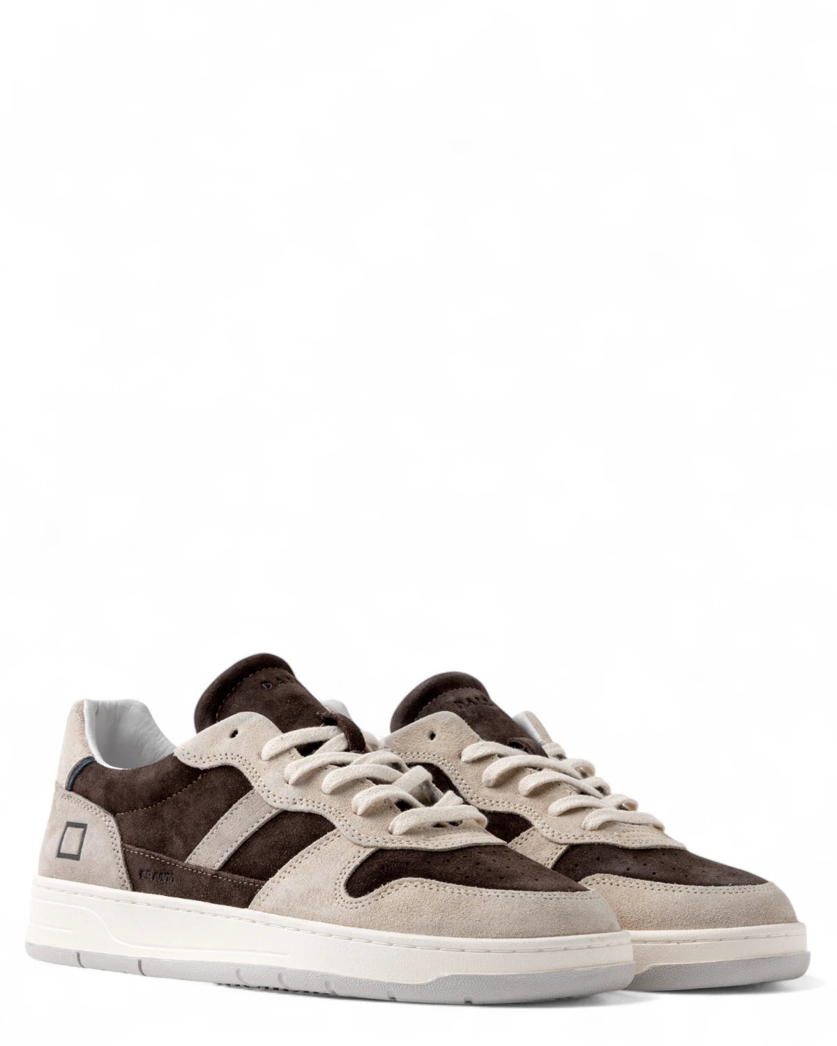 Sneakers Court 2.0 Vintage Chocolate in Suede Marrone e Beige-D.A.T.E.-Sneakers-Vittorio Citro Boutique