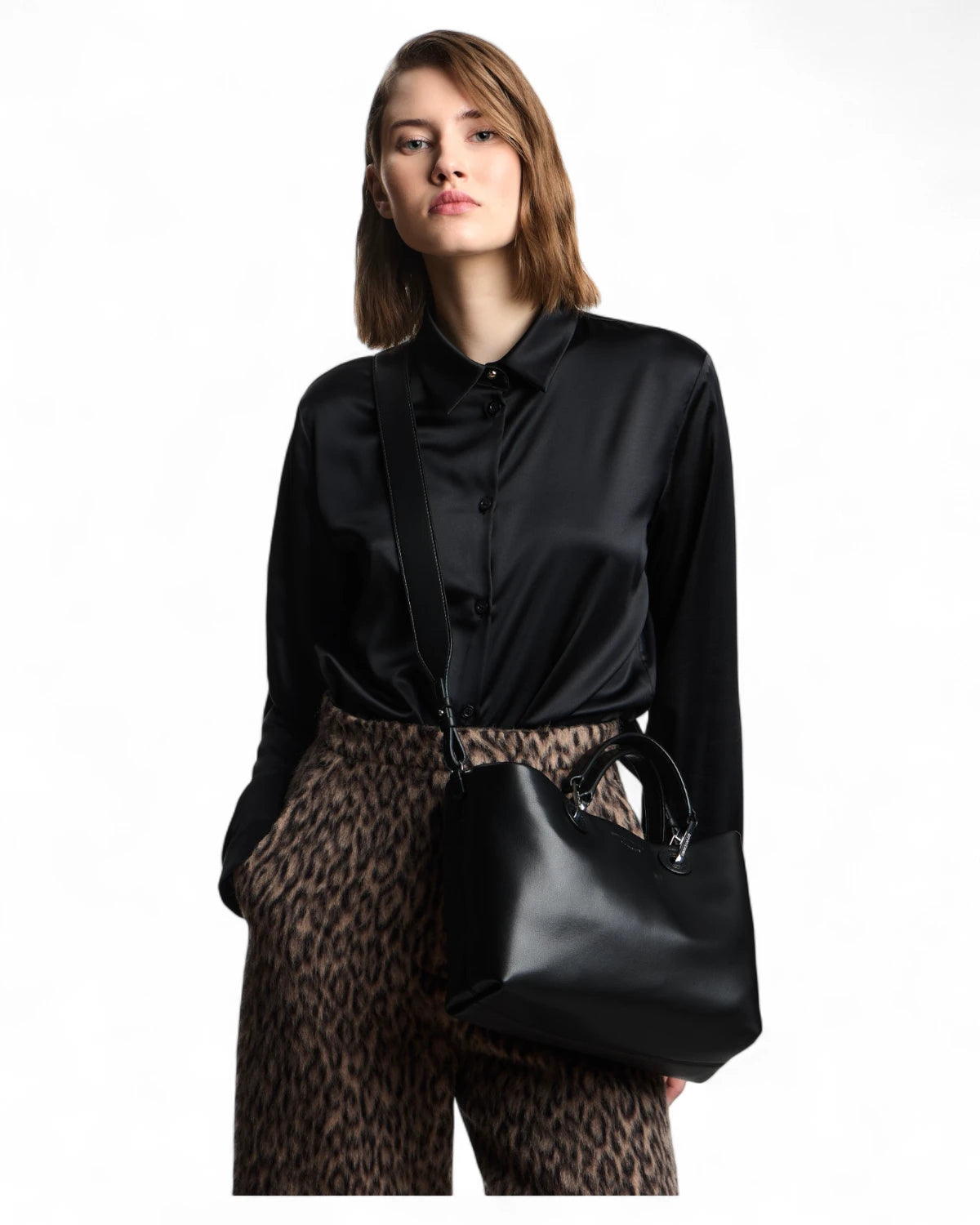 Borsa MyEA Shopper Piccola in Nappa Nera-Emporio Armani-Borse a mano-Vittorio Citro Boutique