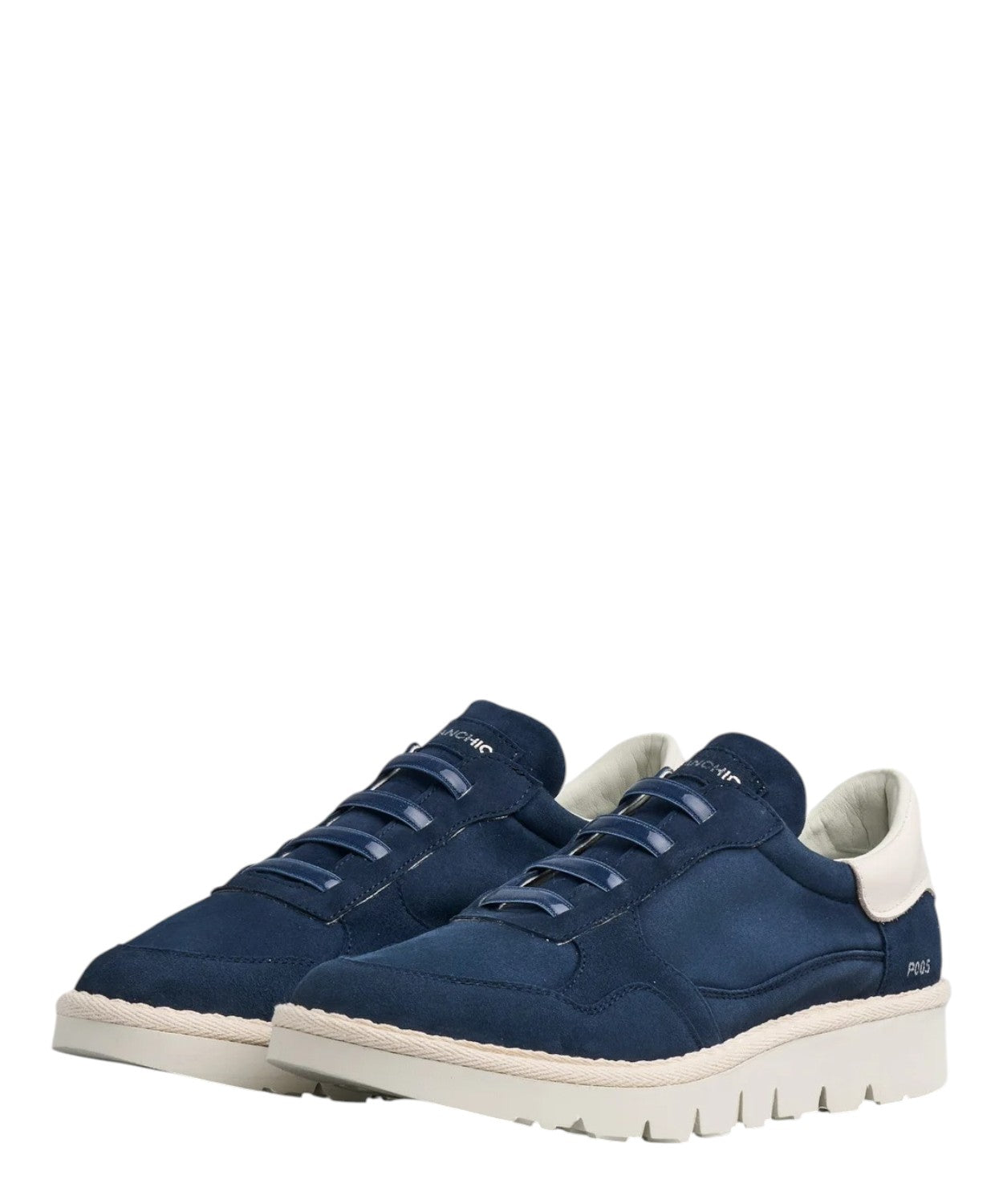 Sneakers Slip-On Homme P005 Cuir Velours Bleu Nuit