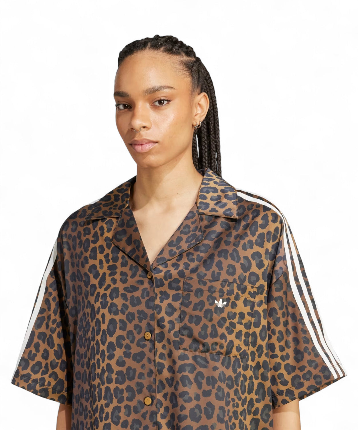Camicia adidas Originals in Satin Leopardata