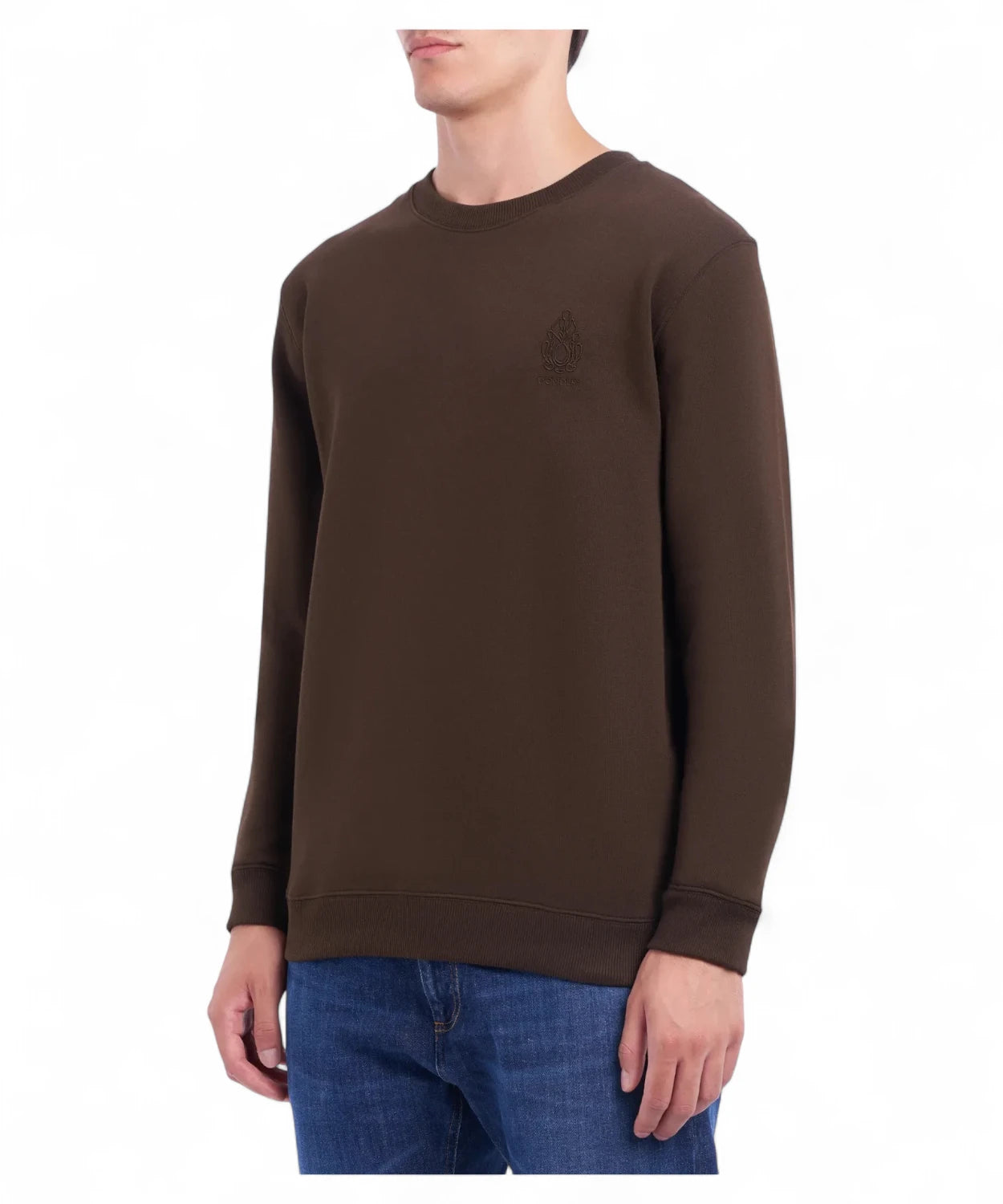 Felpa girocollo in cotone con logo tribale ricamato Dondup-Dondup-Felpe-Vittorio Citro Boutique